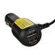 T2469 Автомобильное зарядное устройство с кабелем 2 USB + miniUSB