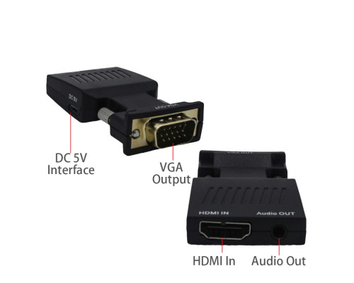 T5045 Адаптер VGA конвертер в HDMI,  VGA2HDMI HD-002