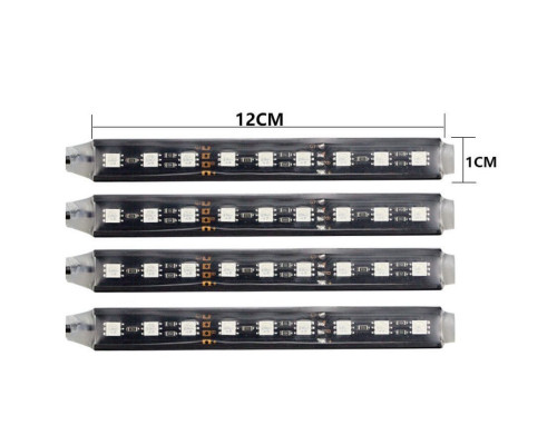 T4489  Автомобильная RGB лента 9 LED светодиодная подсветка в салон авто ног цветомузыка пульт ваз