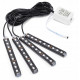 T4489  Автомобильная RGB лента 9 LED светодиодная подсветка в салон авто ног цветомузыка пульт ваз