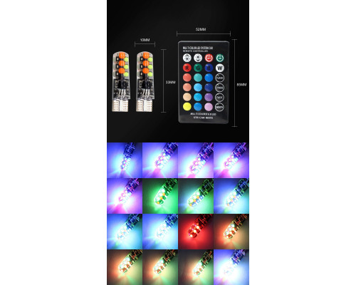 T4482 Лампа T10 RGB LED W5W с пультом управления AVL001