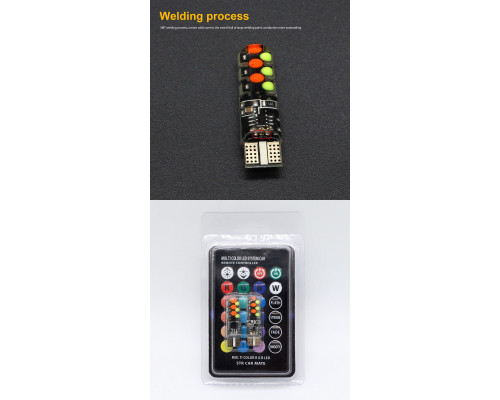 T4482 Лампа T10 RGB LED W5W с пультом управления AVL001