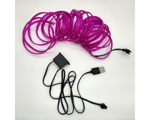 T5381 Подсветка салона неоновая лента в машину USB 3м ФИОЛЕТОВЫЙ для авто ваз тюнинг