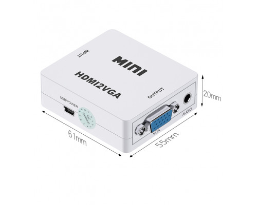 T5048 Переходник HDMI2VGA+ Jack, конвертер, коннектор  HDMI в VGA  в монитор для ноутбука ПК HDMIVGA