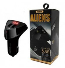 T2140 Авто зарядное устройство Aliens 3.4A+ вольтметр