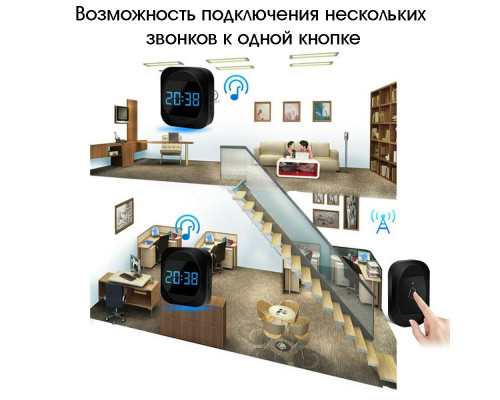 T5318 OT-HOC18 Черный Звонок дистанционный с часами