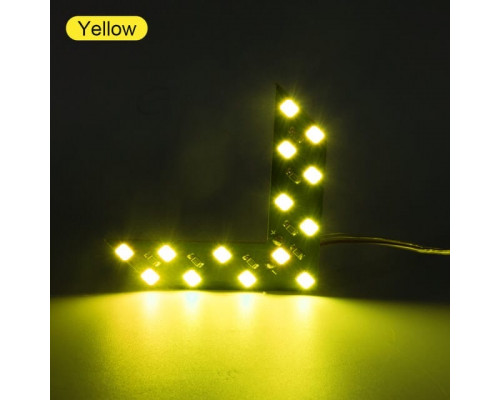T4526 LED повторитель поворотника для зеркала автомобиля, указатели поворота 14SMD Желтый (комплект 2шт).