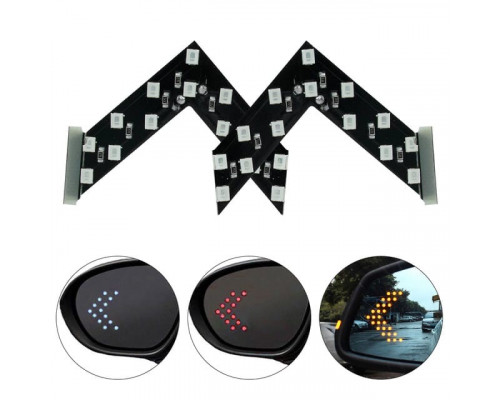T4526 LED повторитель поворотника для зеркала автомобиля, указатели поворота 14SMD Желтый (комплект 2шт).