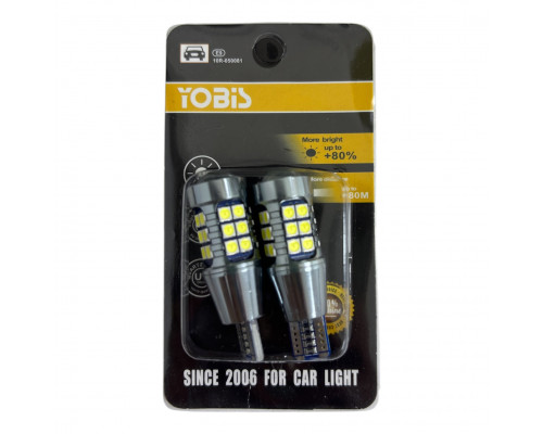 T5569 Авто лампа БЕЛЫЙ T15 W16W led+линза 2шт