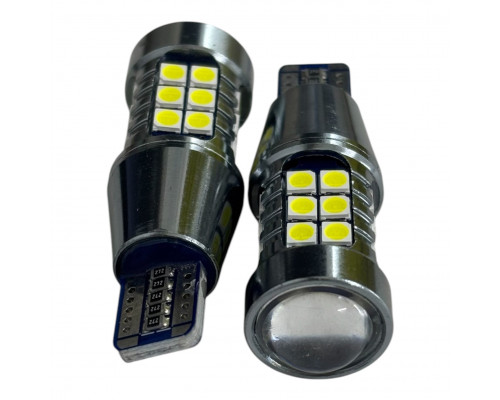 T5569 Авто лампа БЕЛЫЙ T15 W16W led+линза 2шт