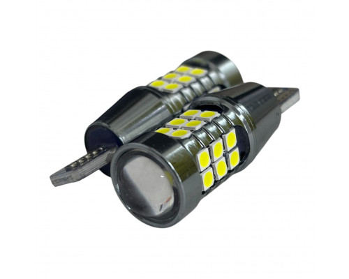 T5569 Авто лампа БЕЛЫЙ T15 W16W led+линза 2шт