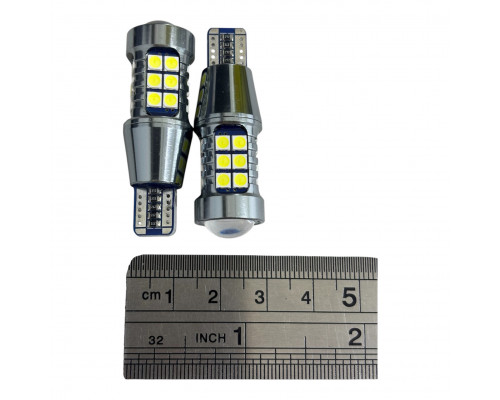 T5569 Авто лампа БЕЛЫЙ T15 W16W led+линза 2шт