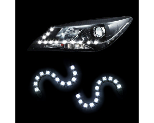 T4514 Дневные ходовые огни гибкие 10 LED 12 В (Черные) 2шт