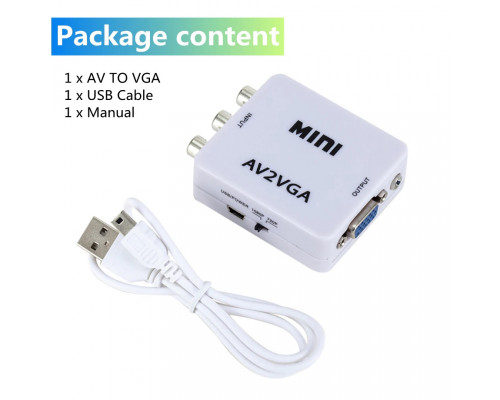 T5051 AV2VGA Адаптер, преобразователь, конвертер AV (RCA) в VGA