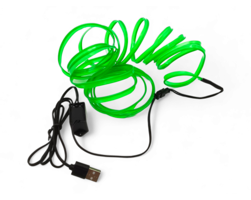 T5379 Подсветка салона неоновая лента в машину USB 3м ЗЕЛЕНЫЙ для авто ваз тюнинг