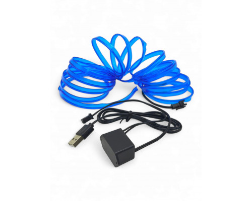 T5375 Подсветка салона неоновая лента в машину USB 3м СИНИЙ для авто ваз тюнинг