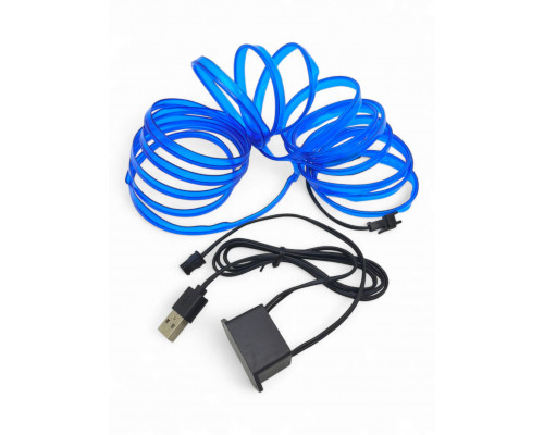 T5375 Подсветка салона неоновая лента в машину USB 3м СИНИЙ для авто ваз тюнинг