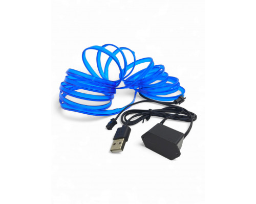 T5375 Подсветка салона неоновая лента в машину USB 3м СИНИЙ для авто ваз тюнинг