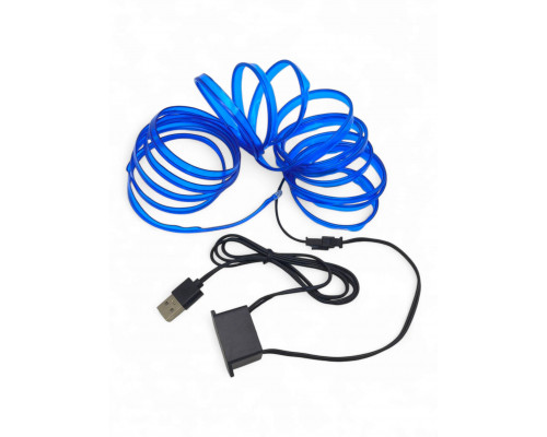 T5375 Подсветка салона неоновая лента в машину USB 3м СИНИЙ для авто ваз тюнинг