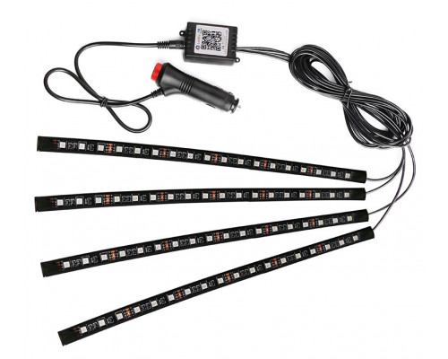T5374 Автомобильная RGB лента BT 18 LED светодиодная подсветка в салон авто ног цветомузыка пульт ваз