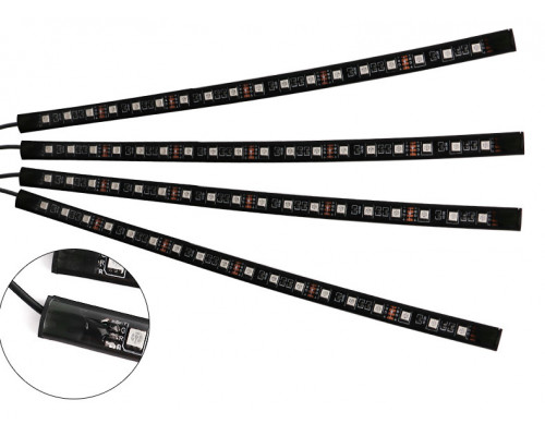 T5374 Автомобильная RGB лента BT 18 LED светодиодная подсветка в салон авто ног цветомузыка пульт ваз