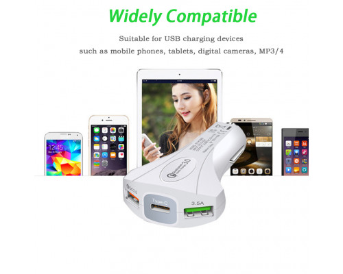 T1110 TDS TS-CAU34 Белый ЗУ в прикуриватель USB (QC3.0,3500mA)