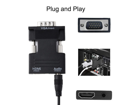 T5039  Адаптер Hdmi конвертер в VGA с аудио кабелем