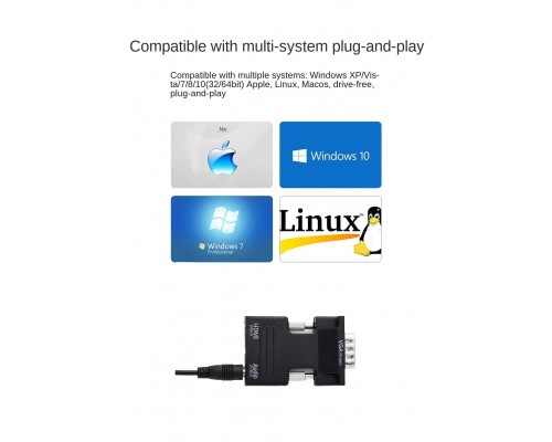 T5039  Адаптер Hdmi конвертер в VGA с аудио кабелем