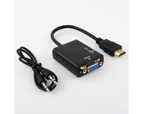T1979 Переходник VHC2 HDMI2VGA+ Jack конвертер коннектор HDMI в VGA  в монитор ноутбука ПК HDMIVGA