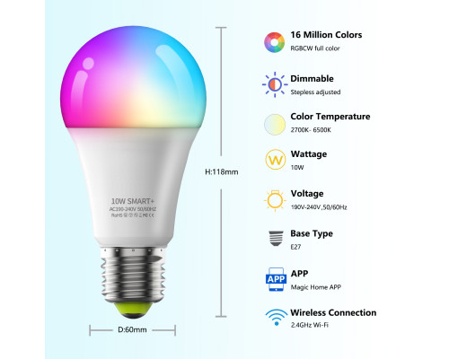 T5278 OT-HOS16 Умная лампочка (E27,10Вт, Wi-Fi,Bluetooth)
