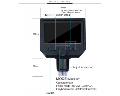 T5184 OT-INL41 микроскоп цифровой (600X) с экраном