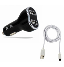 T3219 Зарядное устройство в прикуриватель на 2 гнезда USB + кабель MUJU MJ-C10