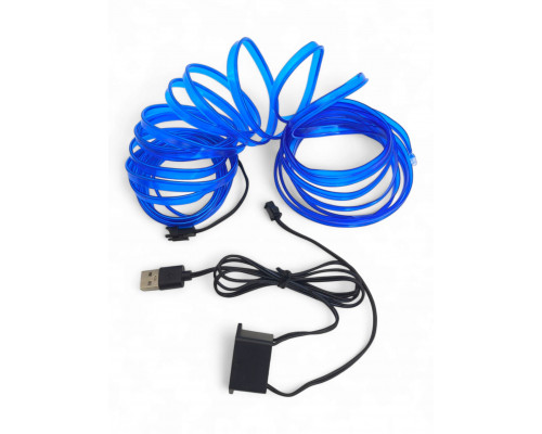 T5376 Подсветка салона неоновая лента в машину USB 5м СИНИЙ для авто ваз тюнинг
