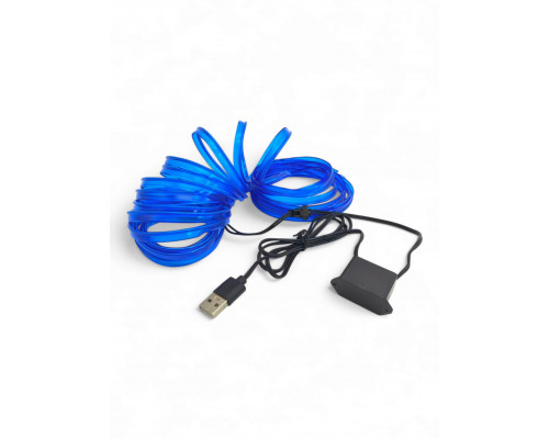 T5376 Подсветка салона неоновая лента в машину USB 5м СИНИЙ для авто ваз тюнинг